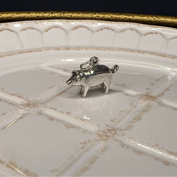Sterling Silver Pig Charm Pendant 925 - Picture 2 of 6